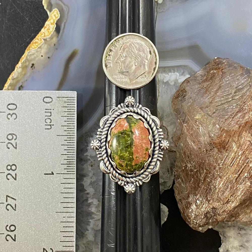 Carolyn Pollack Sterling Silver Oval Unakite Decorated Ring Size 8.5 For Women - Picture 9 of 10
